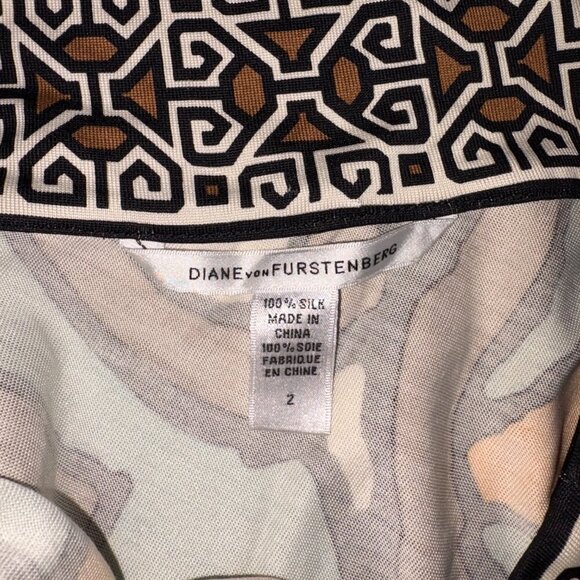 DVF Diane Von Furstenberg Societes One Shoulder 100% Silk Dress Aztec Stretch 2 - Picture 10 of 15